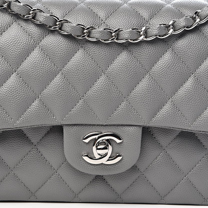 Chanel Caviar Quilted Medium Double Flap Grey 10 of 11
