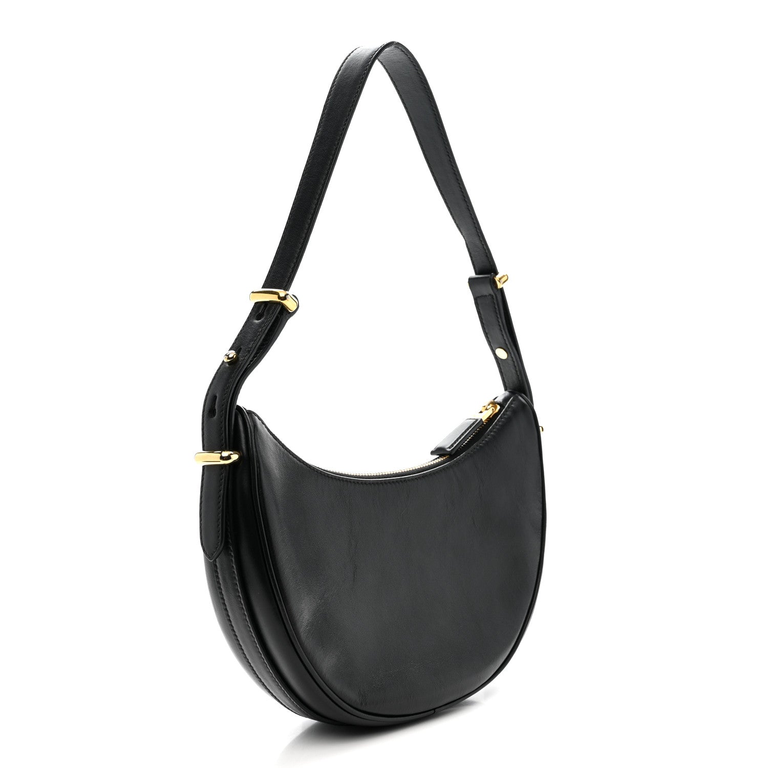 Prada Soft Calfskin Arque Shoulder Bag Black 3 of 9