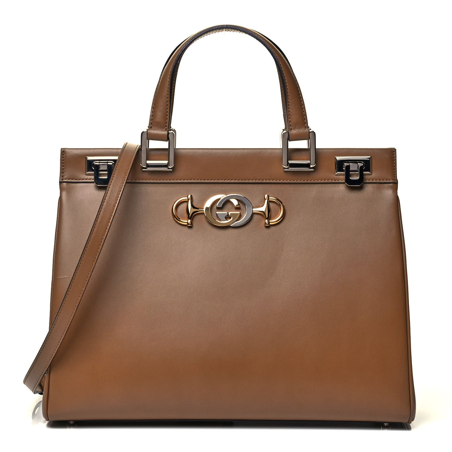 Gucci Smooth Calfskin Medium Zumi Top Handle Bag Friky Taupe 1 of 9