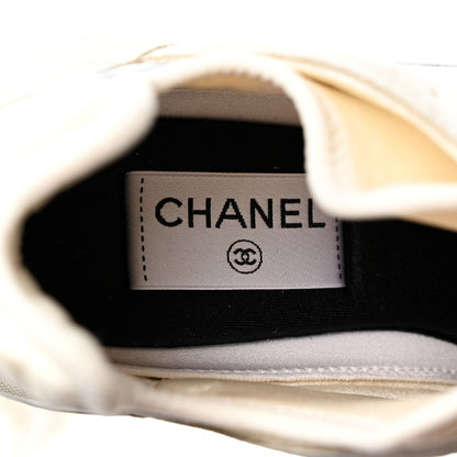 Chanel Suede Calfskin Womens CC Sneakers 38 White 7 of 9