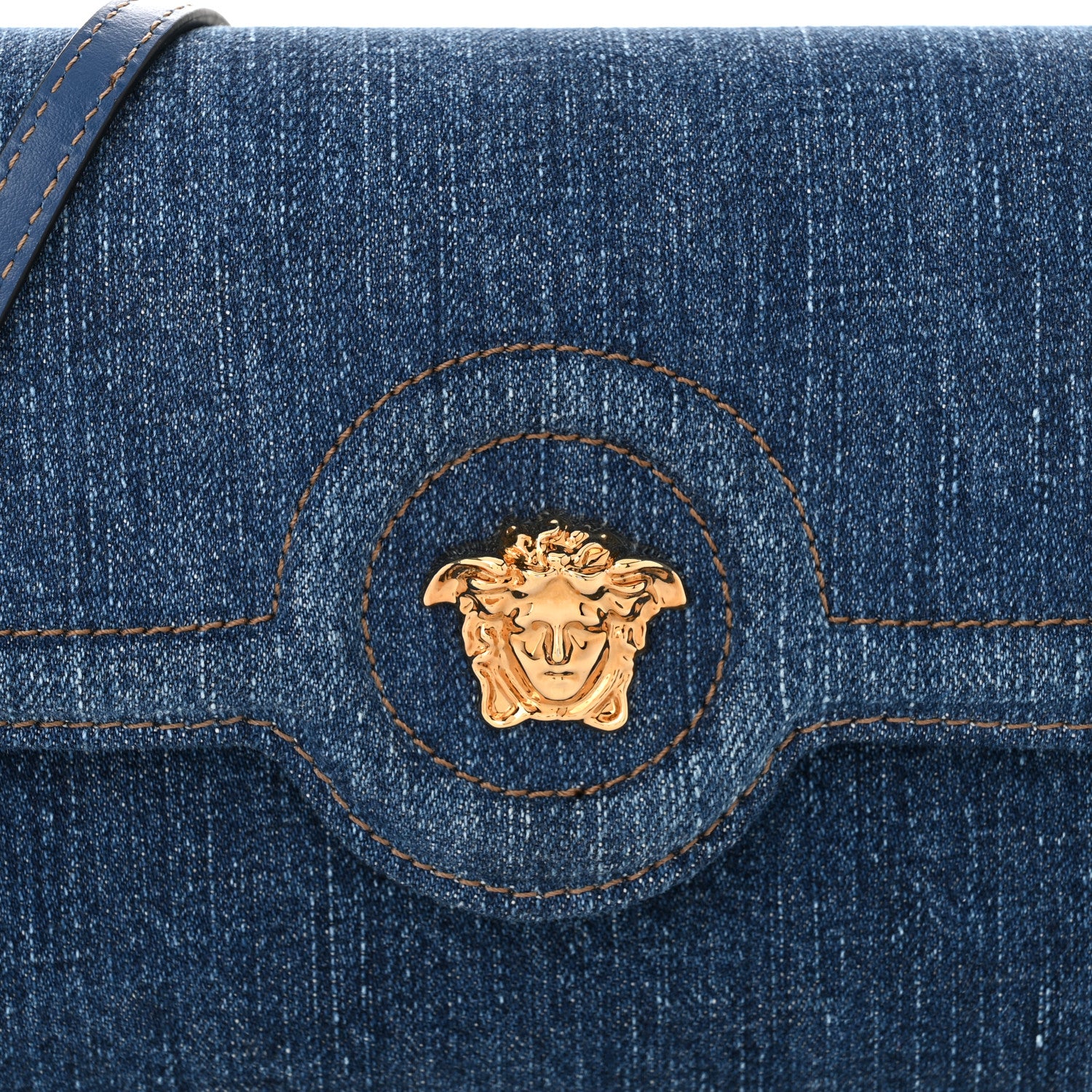 Versace Denim La Medusa Wallet On Strap Navy Blue 7 of 9