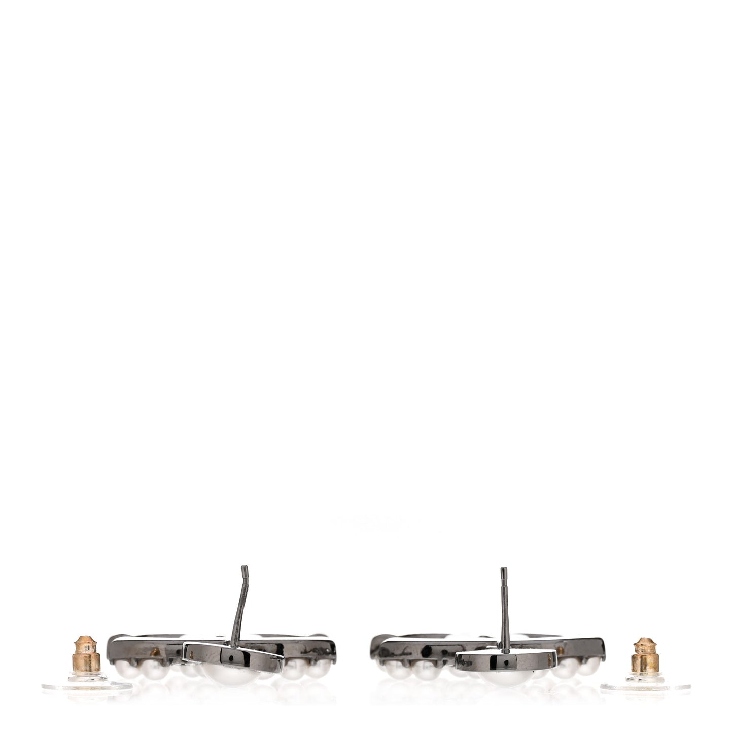 Pearl Crystal CC Drop Earrings Silver