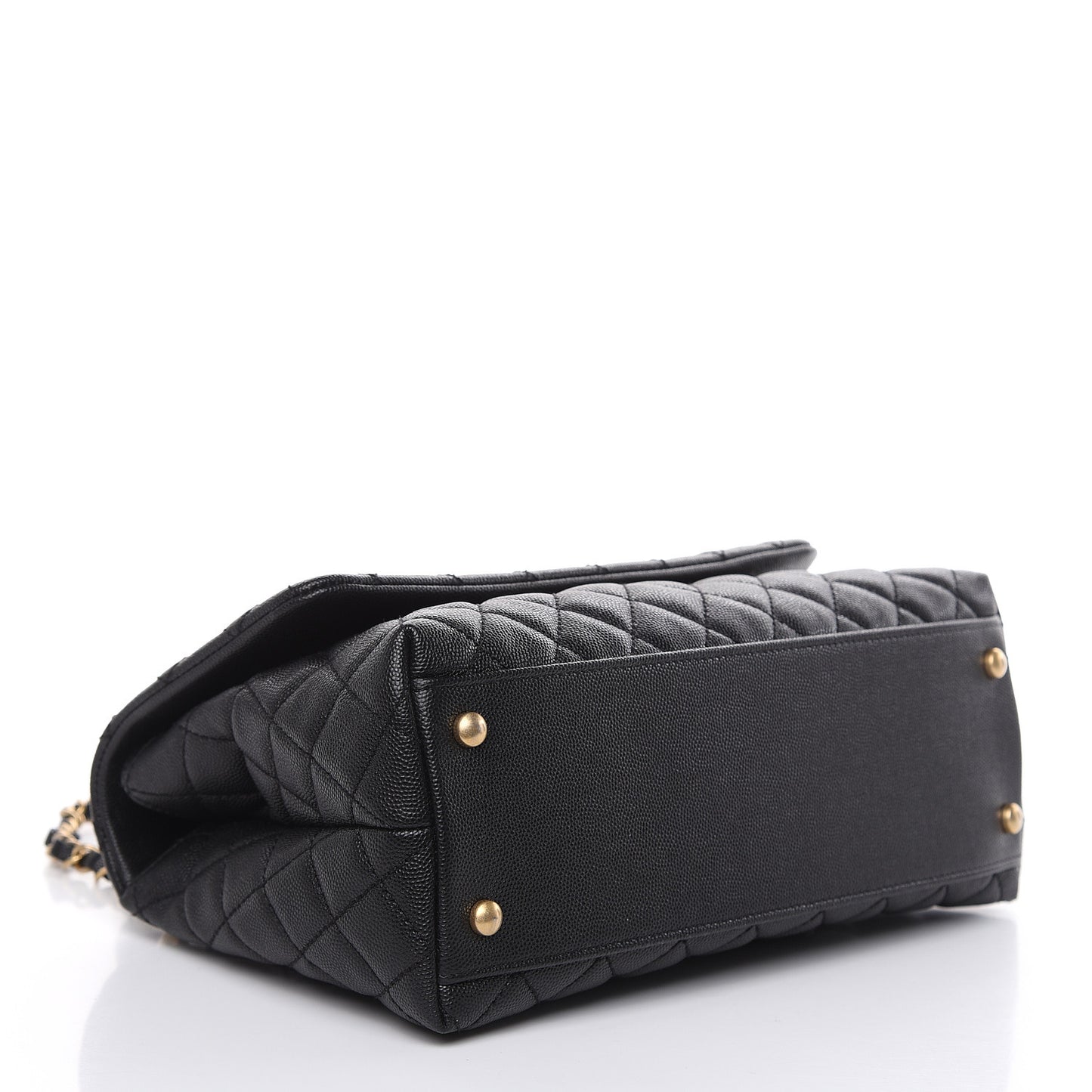 Caviar Lizard Embossed Quilted Small Coco Handle Flap Black
