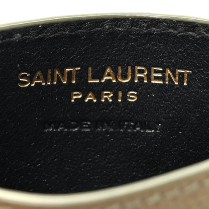 Saint Laurent Grain De Poudre Matelasse Chevron Monogram Credit Card Case Light Sage 6 of 12