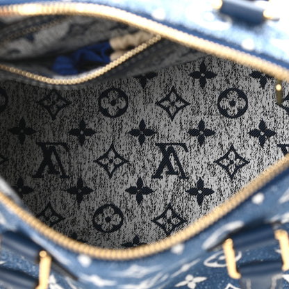 Louis Vuitton Monogram Jacquard Denim Speedy Bandouliere 25 Bleu 5 of 10
