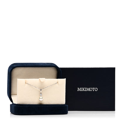 Mikimoto 18K White Gold Diamond Akoya Pearl 8mm Morning Dew Pendant Necklace 5 of 5