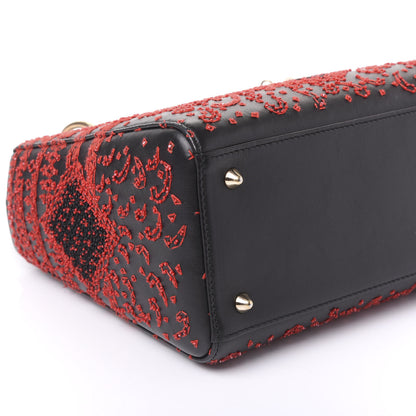 Christian Dior Smooth Calfskin Embroidered Heart Medium Lady Dior Black 7 of 8