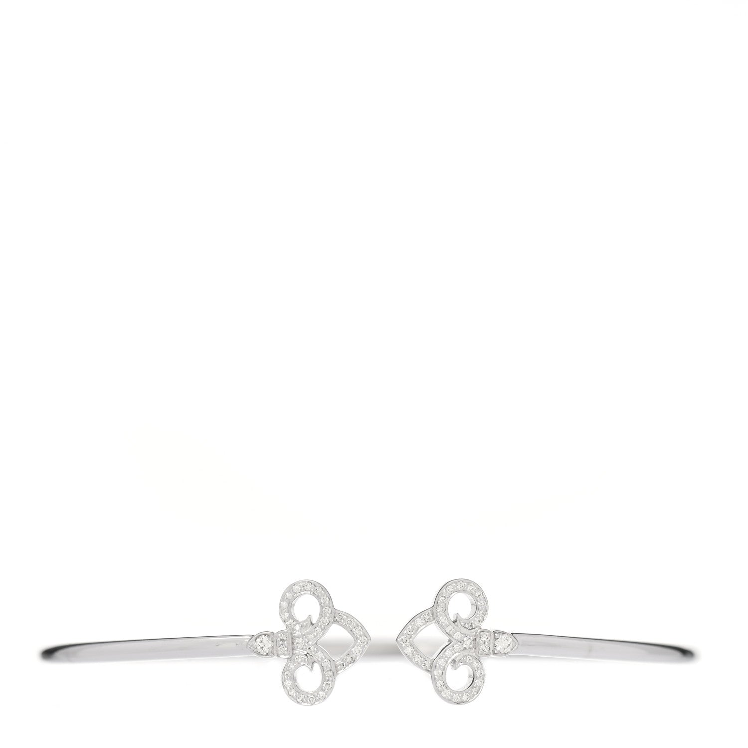 Tiffany 18K White Gold Diamond Fleur De Lis Wire Bracelet 1 of 4