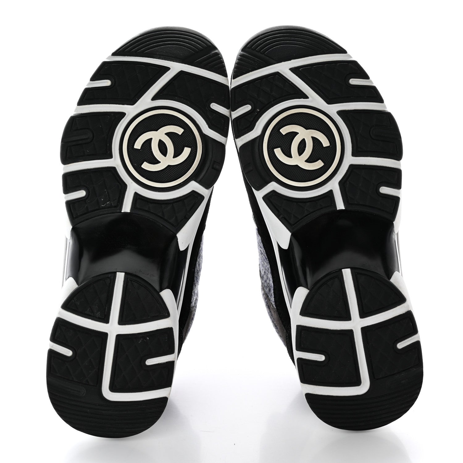 Chanel Tweed Suede Womens CC Sneakers 36 Black Grey 5 of 16