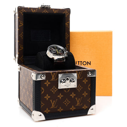 Louis Vuitton Stainless Steel Alligator 41mm Tambour Chronograph Automatic Watch Brown 5 of 5