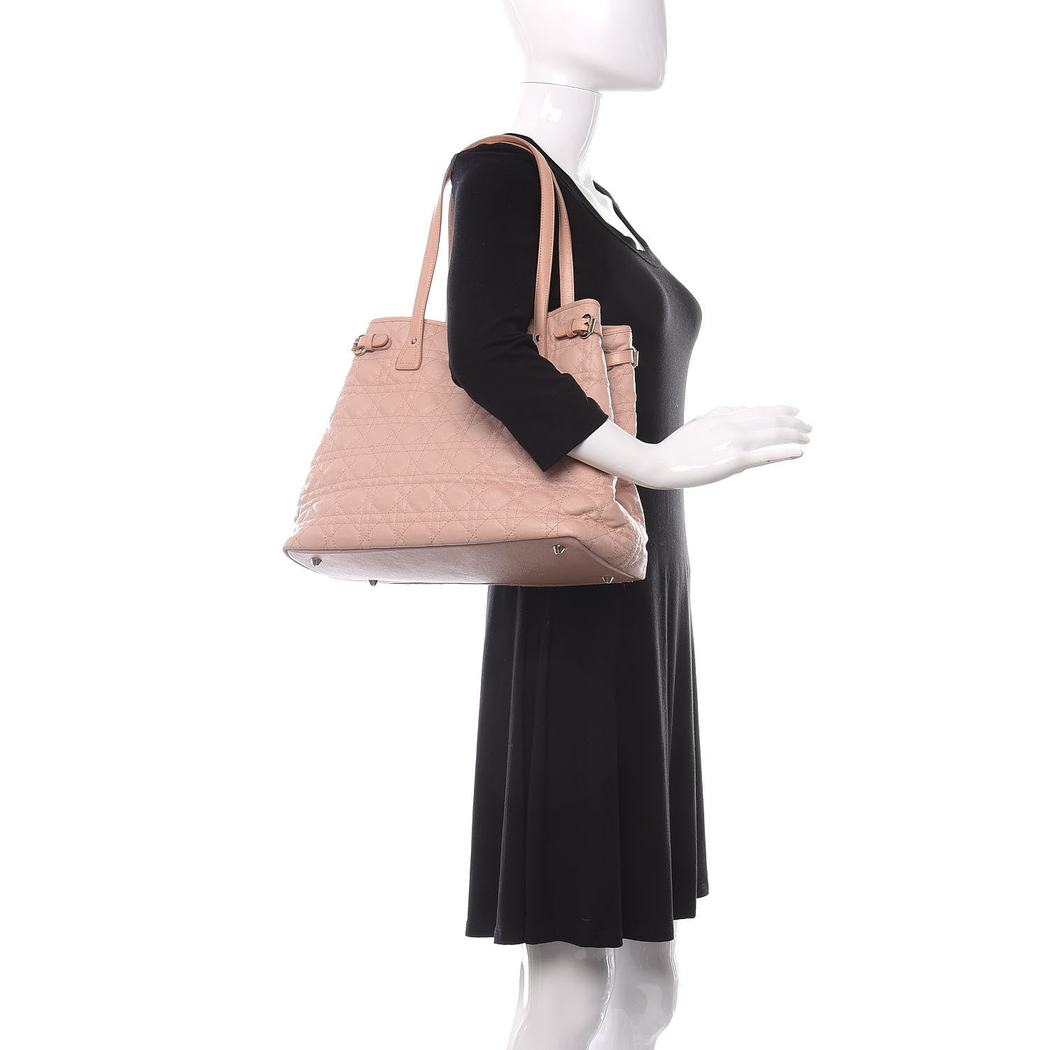 Christian Dior Coated Canvas Cannage Medium Panarea Tote Rosato 2 of 13