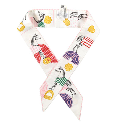 Hermes Silk Garde Robe Pop Charms Twilly White Multicolor 1 of 4