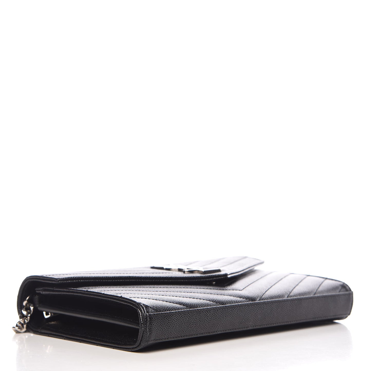 Grain De Poudre Matelasse Chevron Monogram Chain Wallet Black