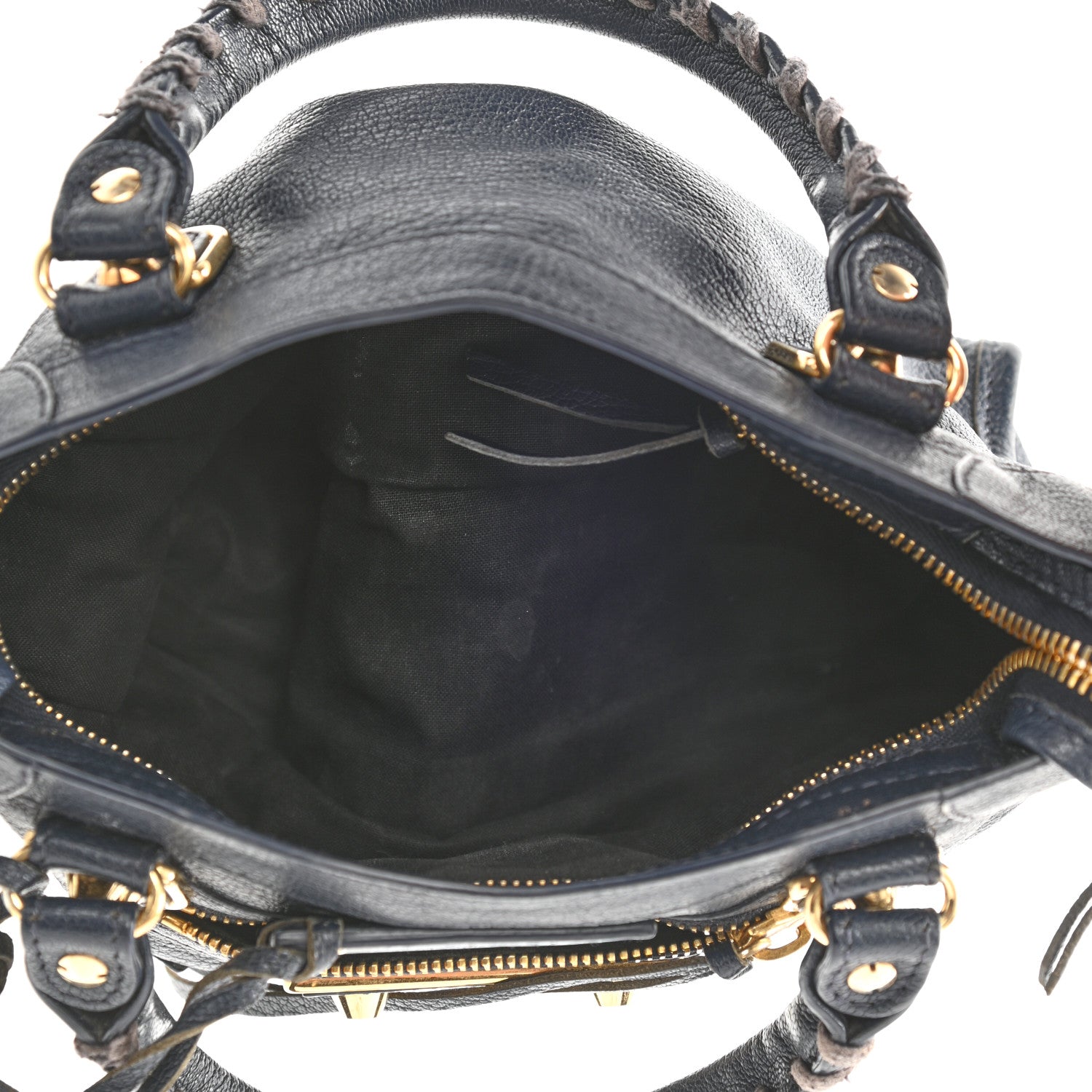 Balenciaga Chevre Gold Metallic Edge Hardware Mini City Bleu Nuit Dark Sea 5 of 12
