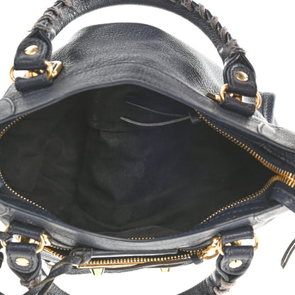 Balenciaga Chevre Gold Metallic Edge Hardware Mini City Bleu Nuit Dark Sea 5 of 12