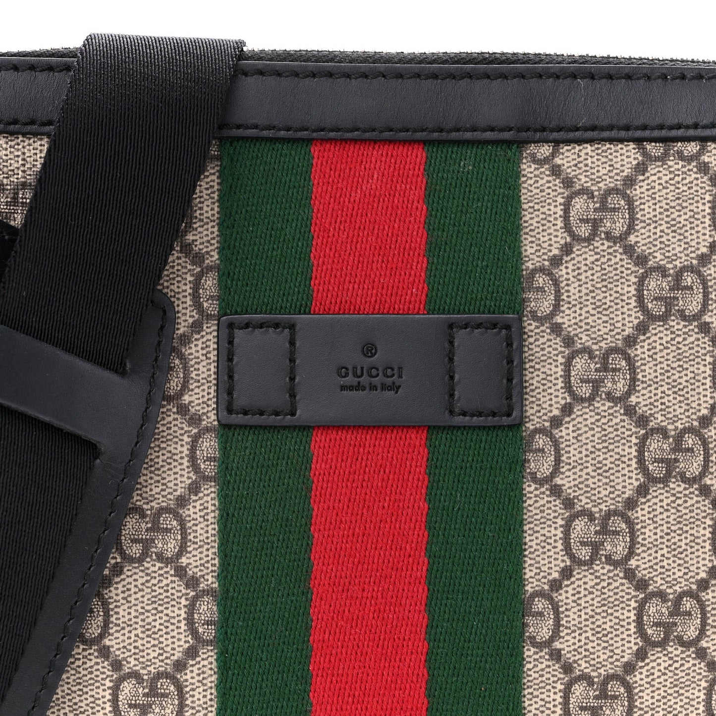 GG Supreme Monogram Web Messenger Bag Black