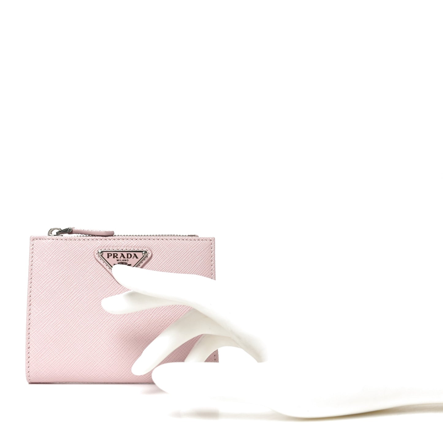 Saffiano Zip Top Compact Wallet Alabaster
