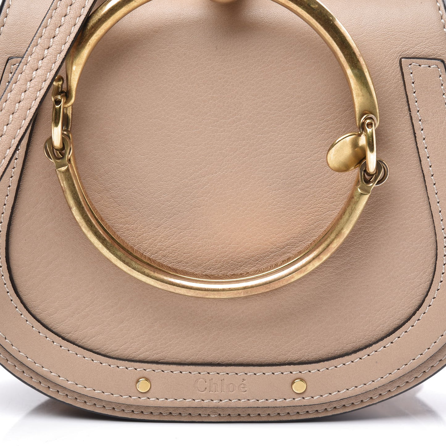 Calfskin Suede Small Nile Bracelet Bag Biscotti Beige