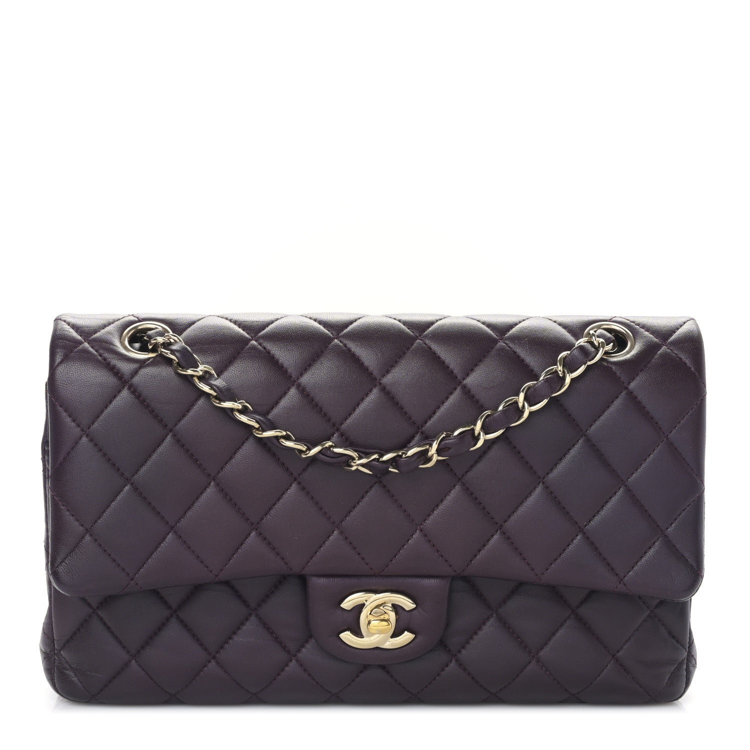 Chanel Lambskin Quilted Medium Double Flap Dark Purple 1 of 9