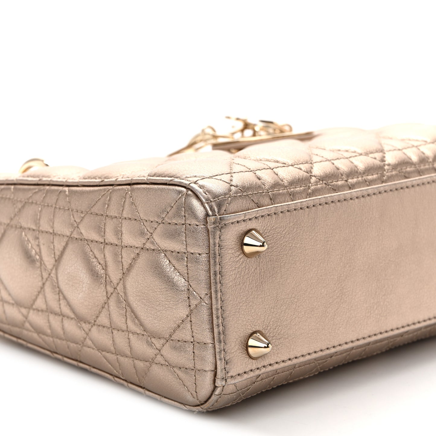 Metallic Lambskin Cannage Small My ABCDior Lady Dior Gold