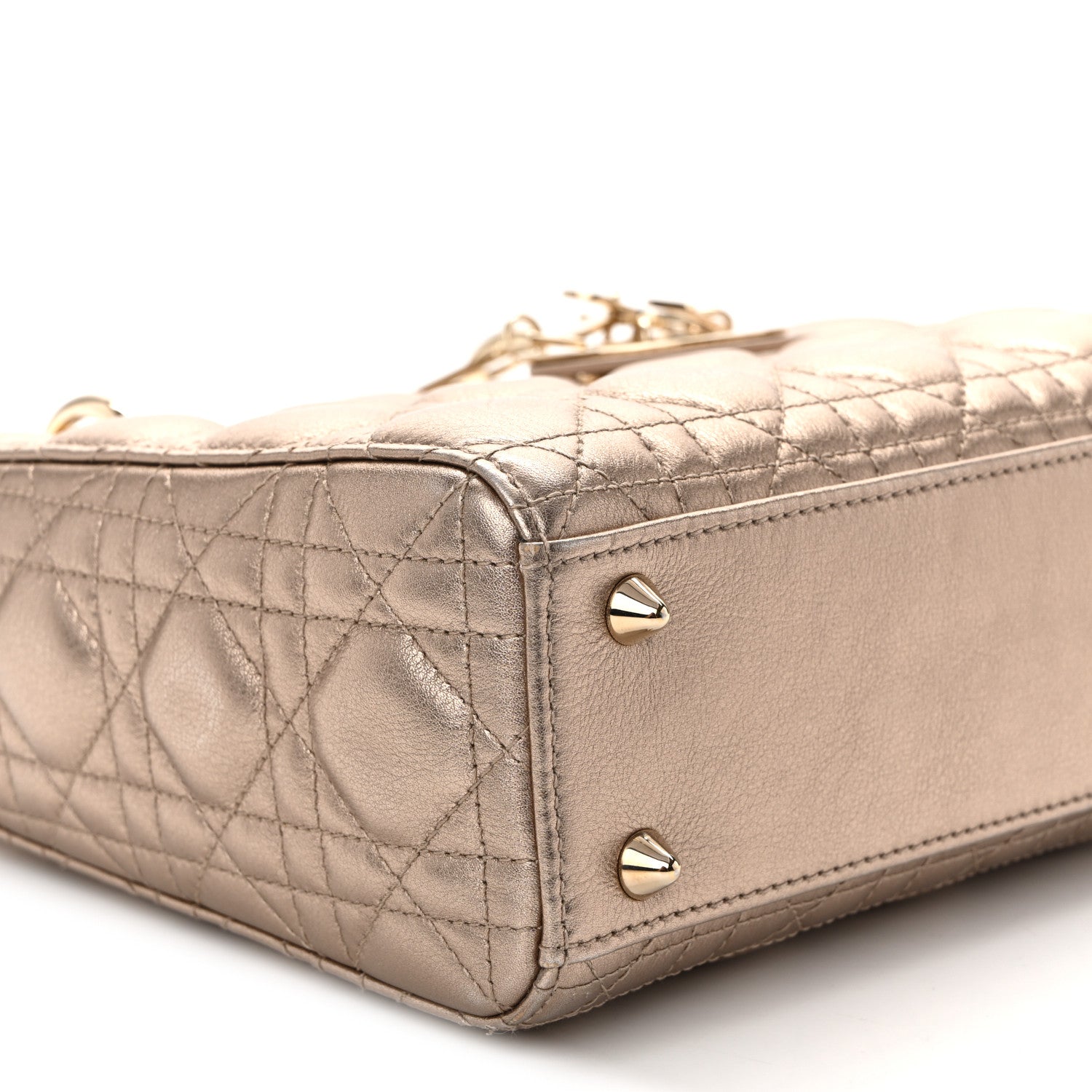 Christian Dior Metallic Lambskin Cannage Small My ABCDior Lady Dior Gold 9 of 11