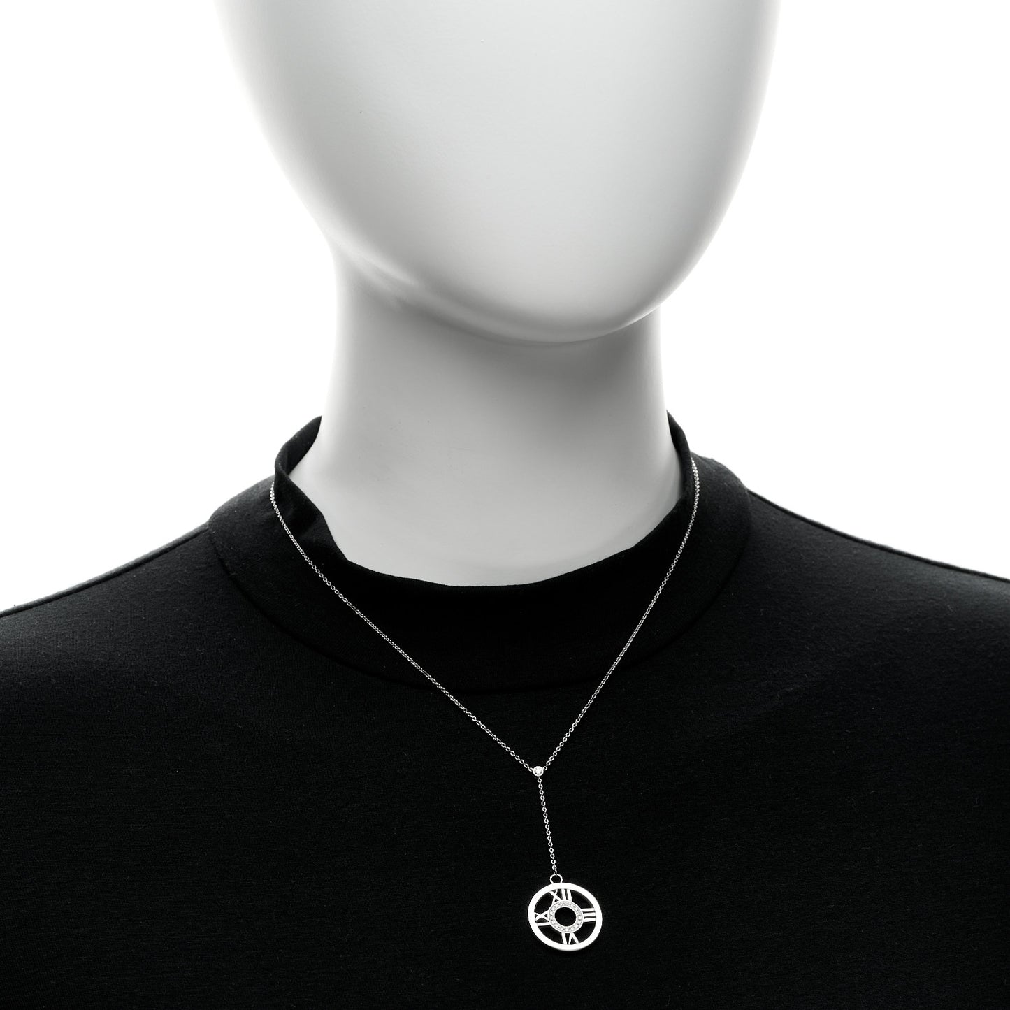 18K White Gold Diamond Atlas Lariat Pendant Necklace