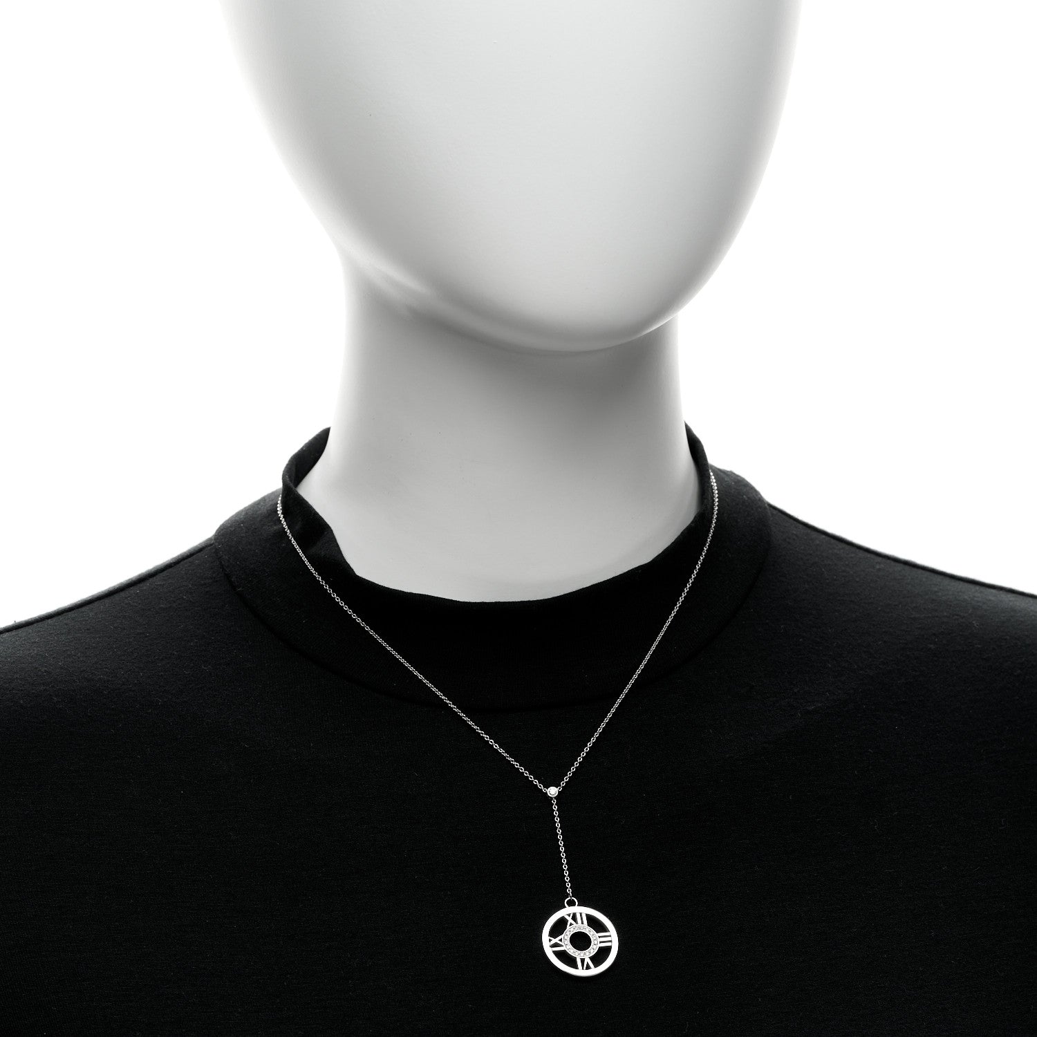 Tiffany 18K White Gold Diamond Atlas Lariat Pendant Necklace 2 of 6