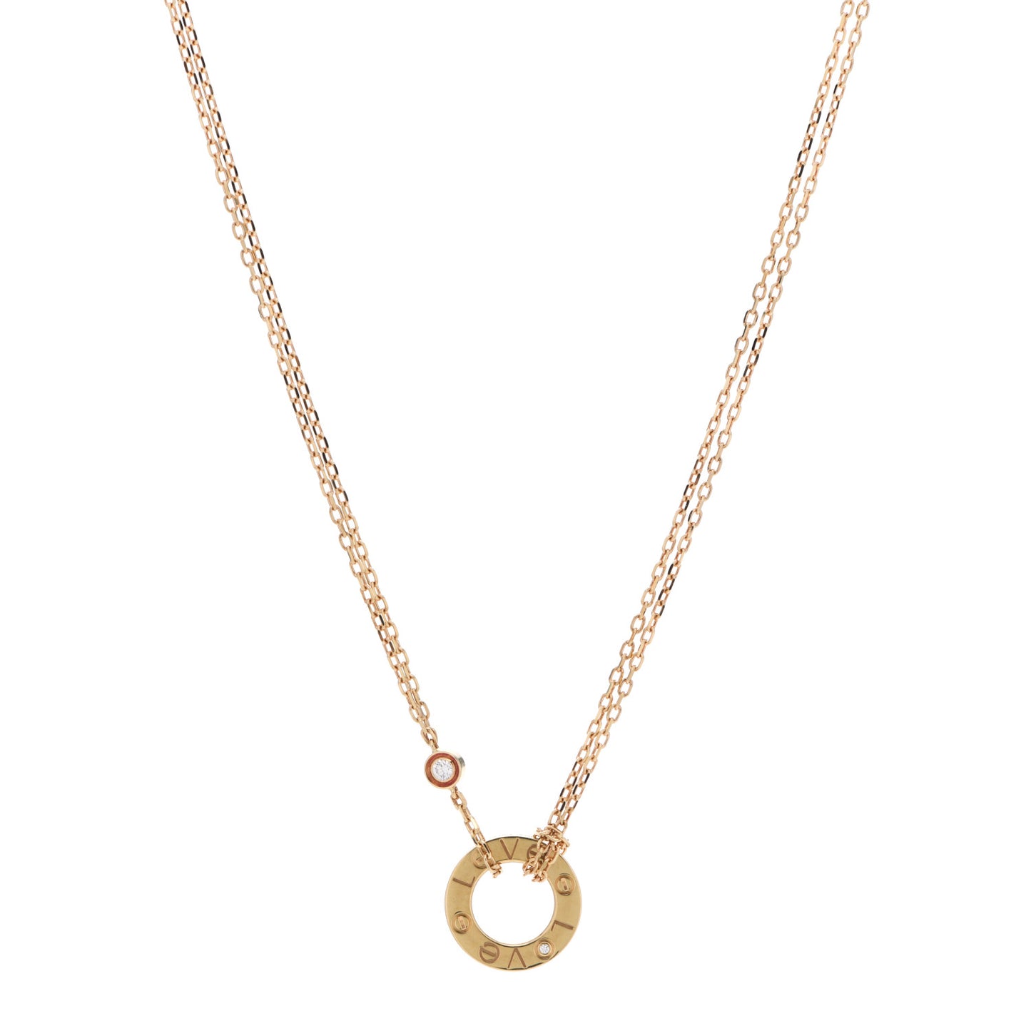 18K Yellow Gold 2 Diamond LOVE Necklace