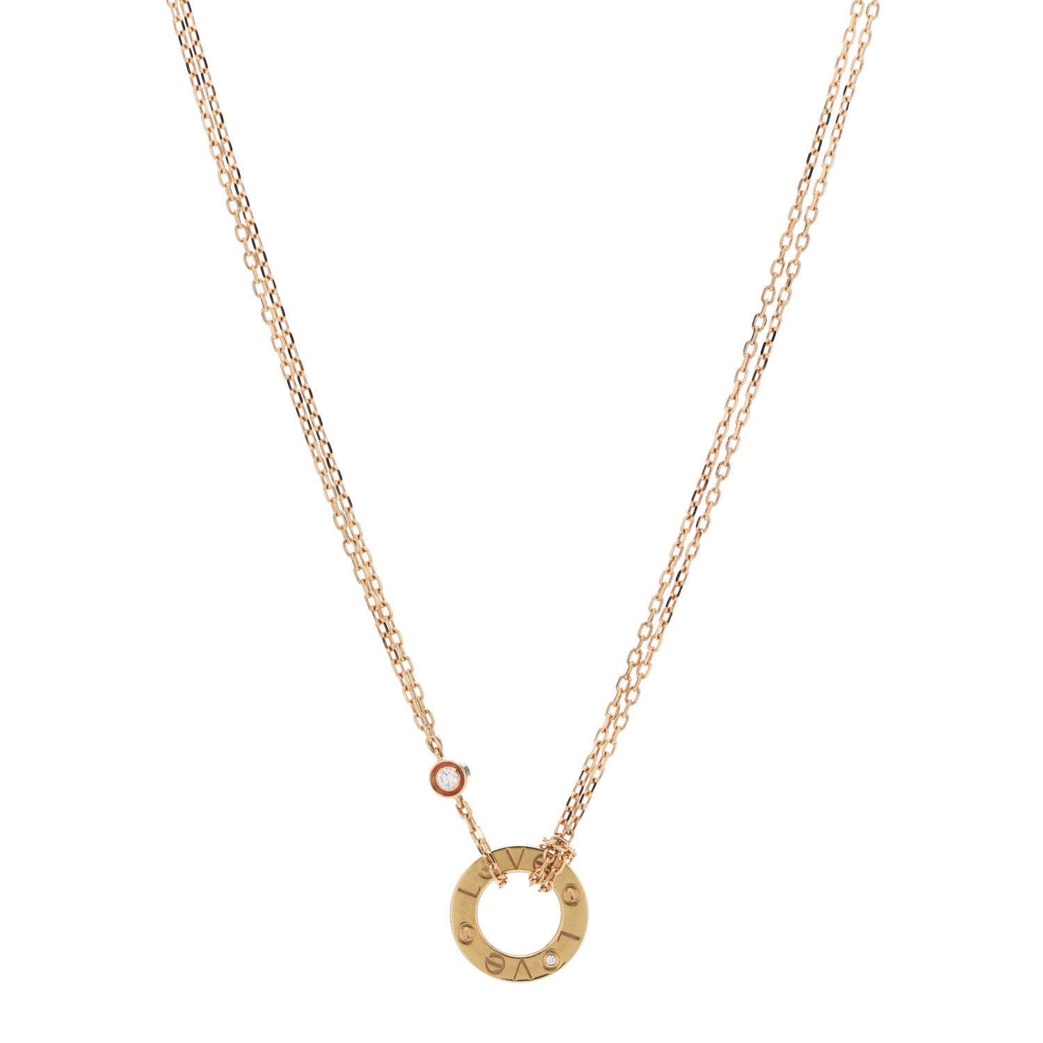 Cartier 18K Yellow Gold 2 Diamond LOVE Necklace 1 of 8