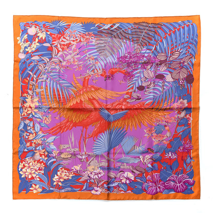 Hermes Silk Tatouage Flamingo Party Scarf 90 Potiron Mauve Rouge 1 of 4