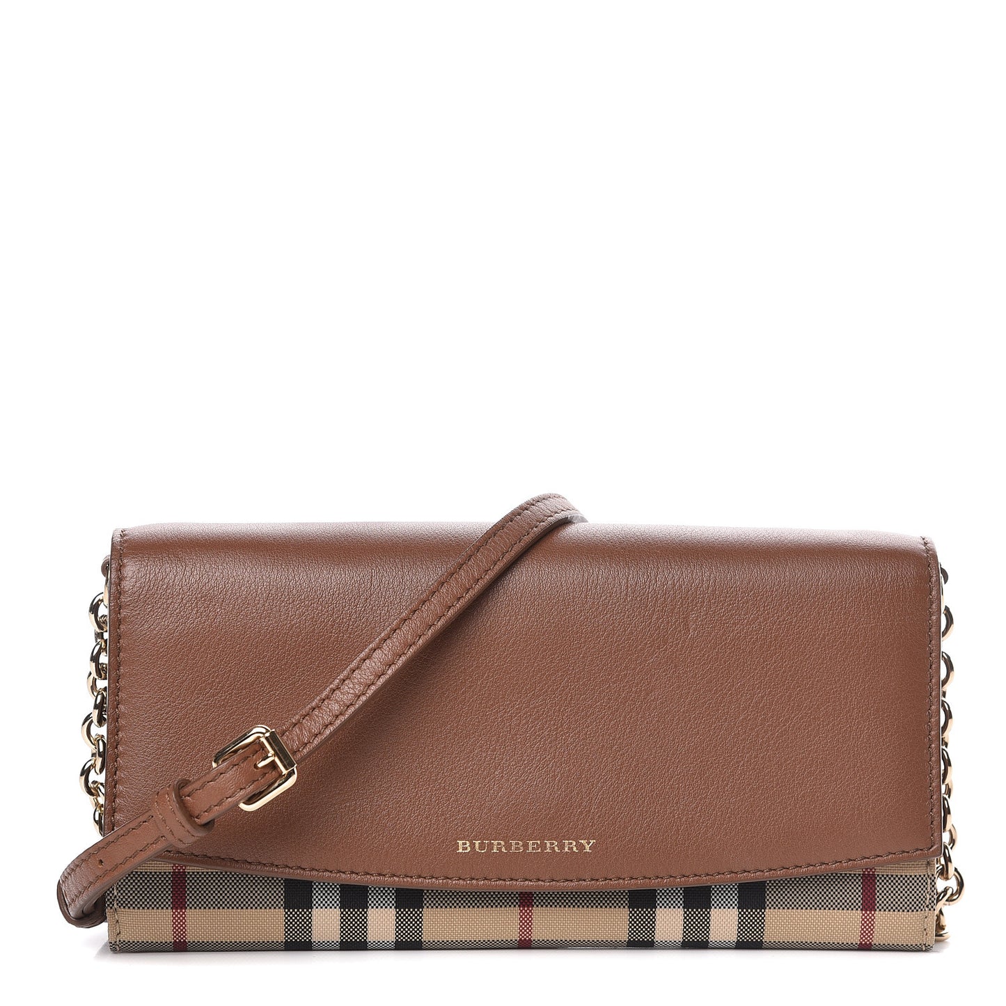 Calfskin Horseferry Check Henley Wallet On Chain Tan