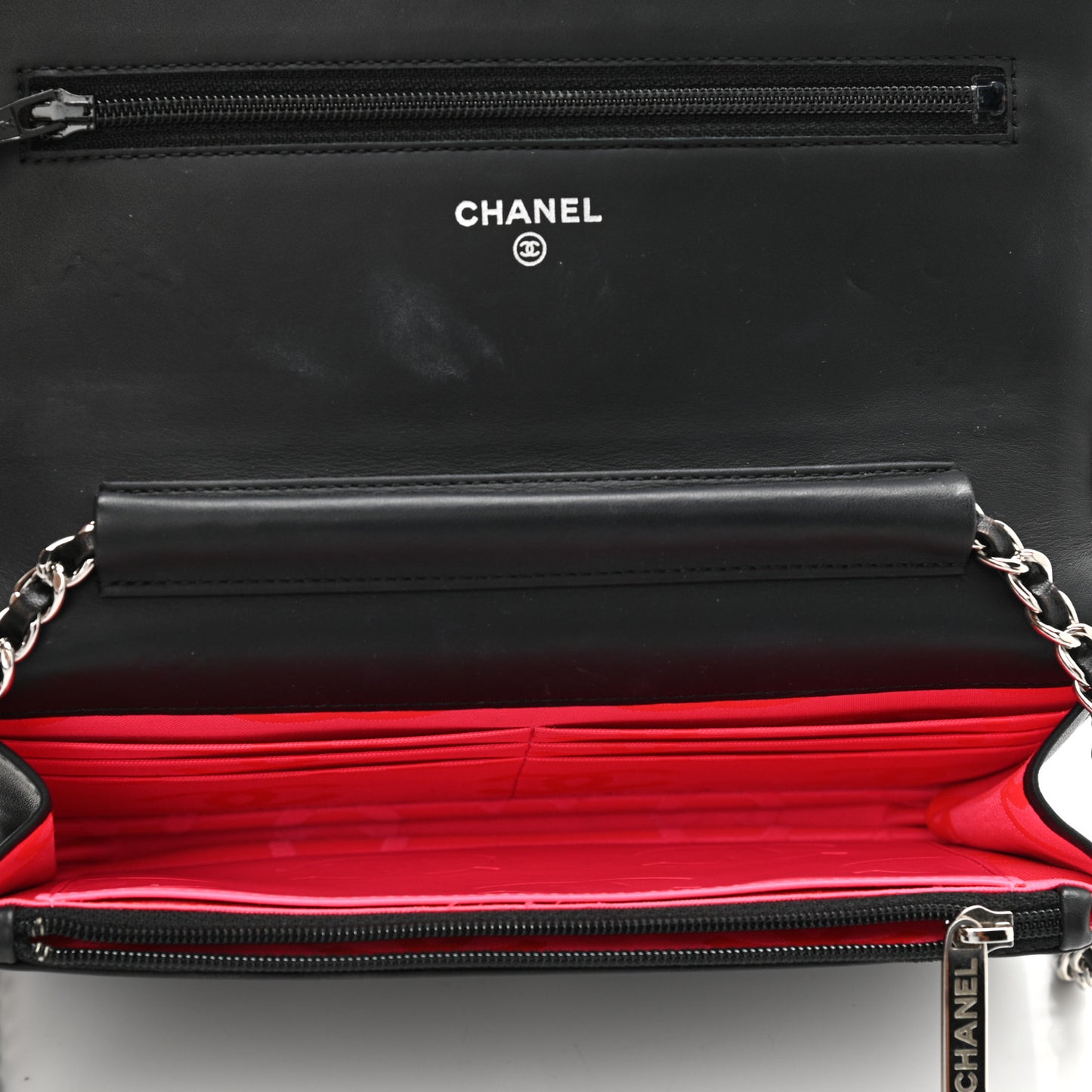 Calfskin Quilted Cambon Wallet On Chain WOC Black