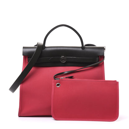 Hermes Vache Hunter Toile Herbag Zip 31 PM Rose Extreme Black 1 of 8