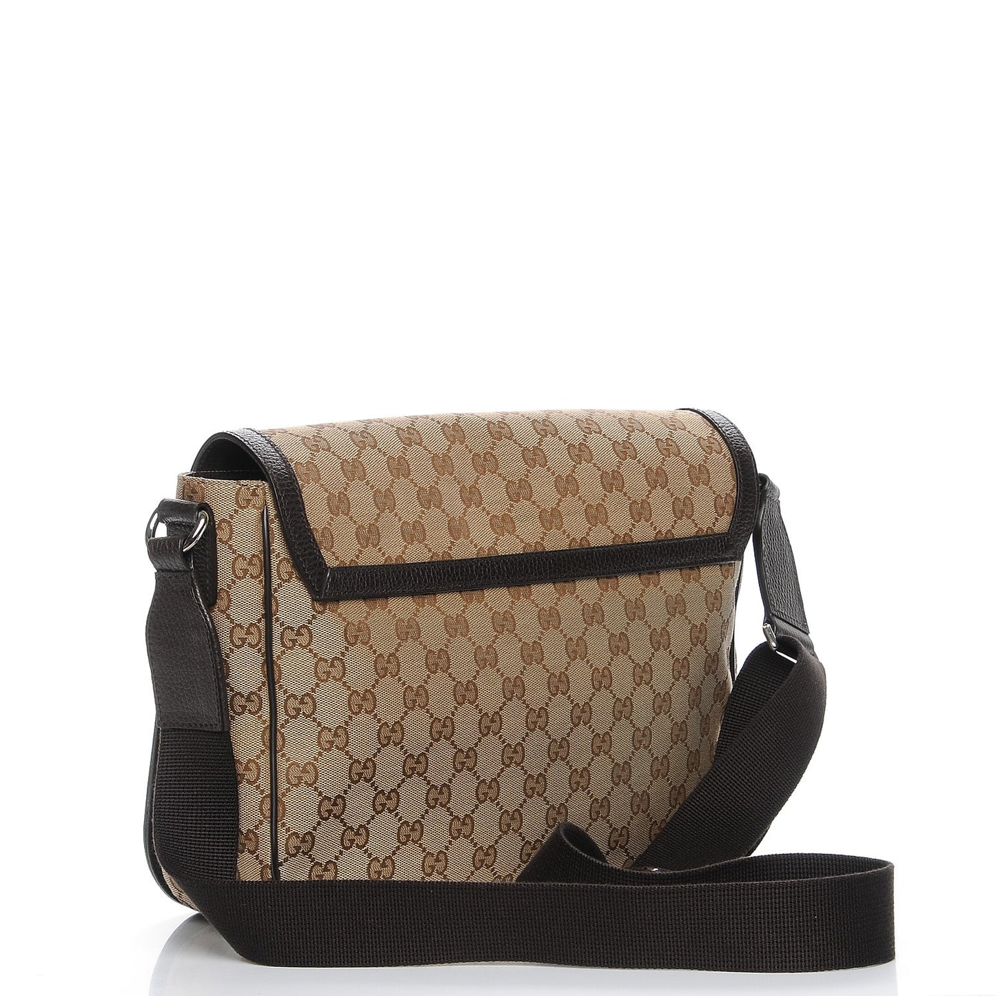 Monogram Large Flap Messenger Bag Beige Dark Brown