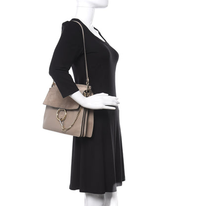 Chloe Calfskin Suede Medium Faye Shoulder Bag Motty Grey 2 of 15