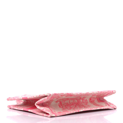 Christian Dior Canvas Embroidered Medium Dioriviera Toile De Jouy Book Tote Peony Pink 4 of 12