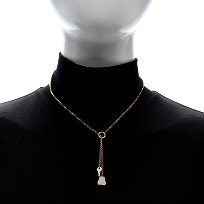 Hermes 18K Rose Gold Diamond PM Kelly Clochette Necklace 2 of 4