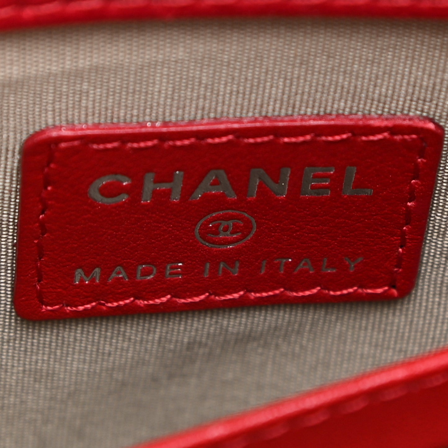Lambskin Diamond Stitch Pochette Red