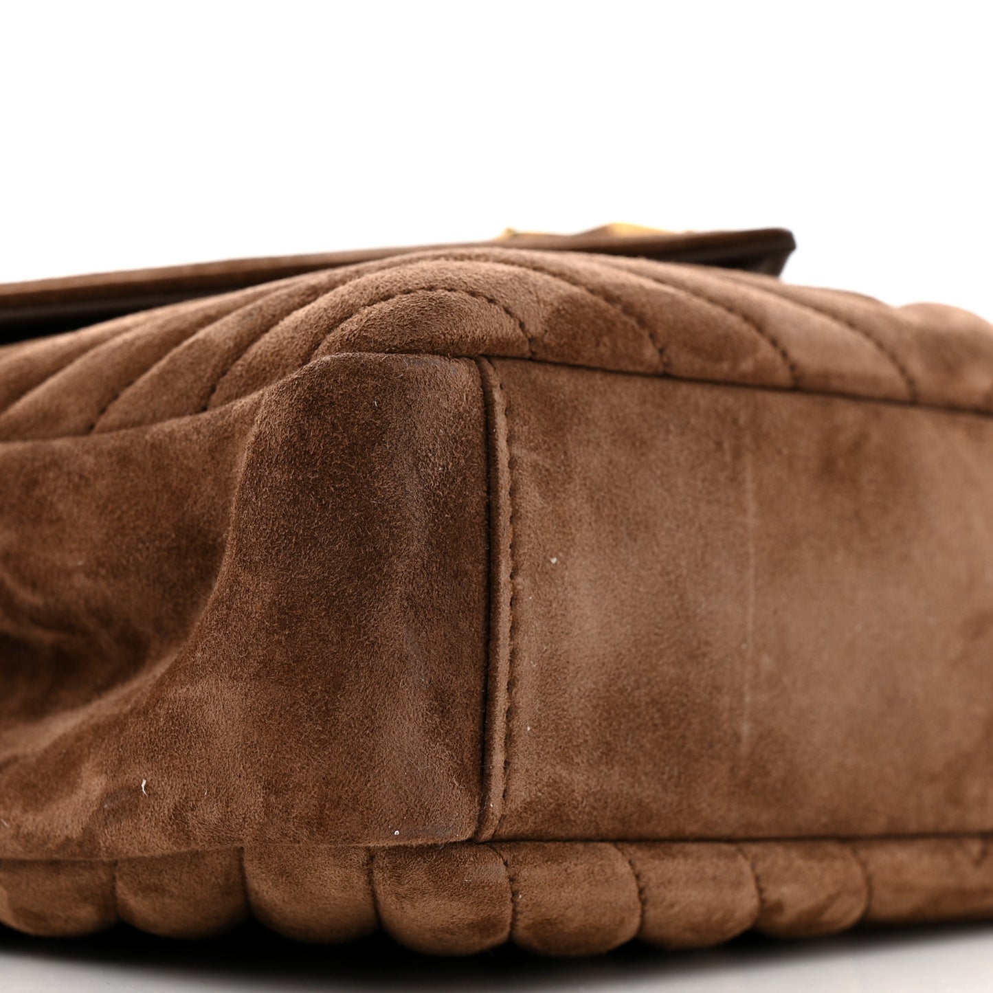 Suede Matelasse Chevron Monogram Medium College Bag Bark Brown
