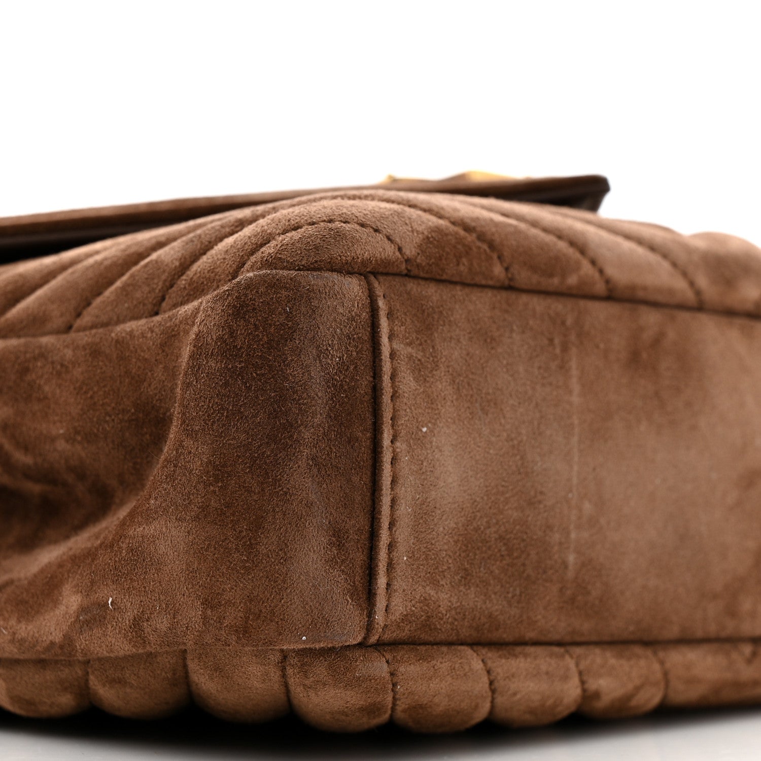 Saint Laurent Suede Matelasse Chevron Monogram Medium College Bag Bark Brown 9 of 15