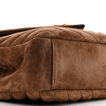 Saint Laurent Suede Matelasse Chevron Monogram Medium College Bag Bark Brown 9 of 15