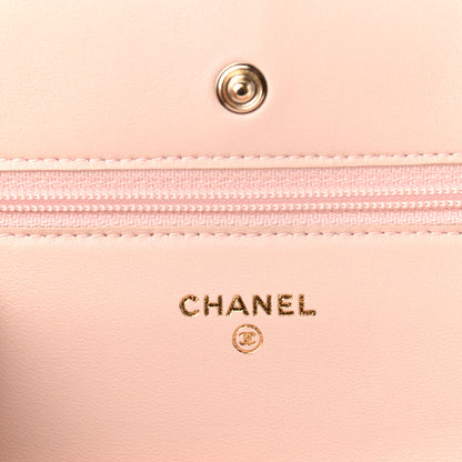 Chanel Lambskin Quilted Wallet On Chain WOC Light Pink 6 of 10