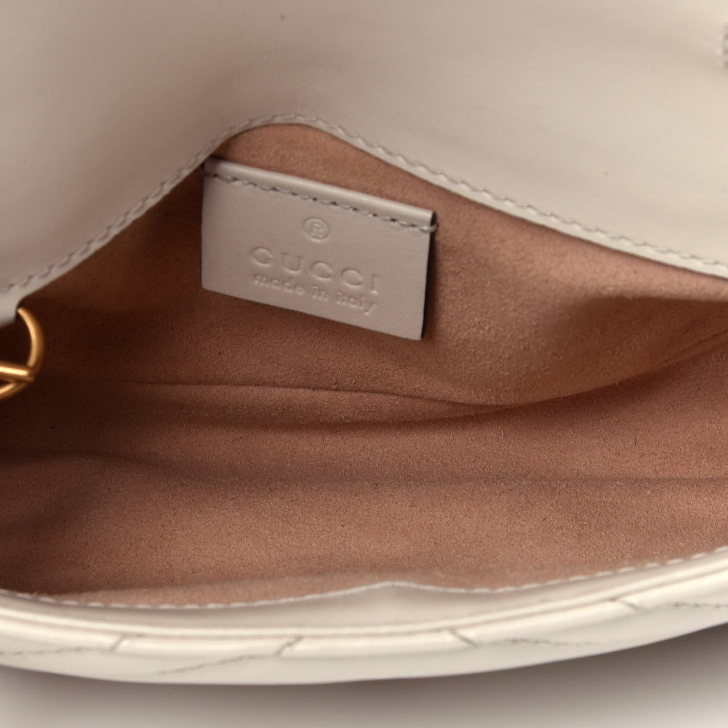 Gucci Calfskin Matelasse Super Mini GG Marmont Shoulder Bag White 5 of 13