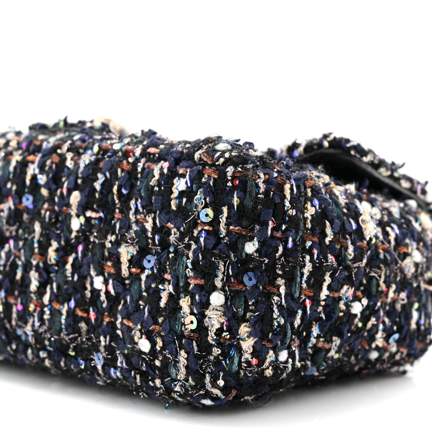 Glittered Tweed Quilted Mini Rectangular Flap Navy Blue Mulitcolor