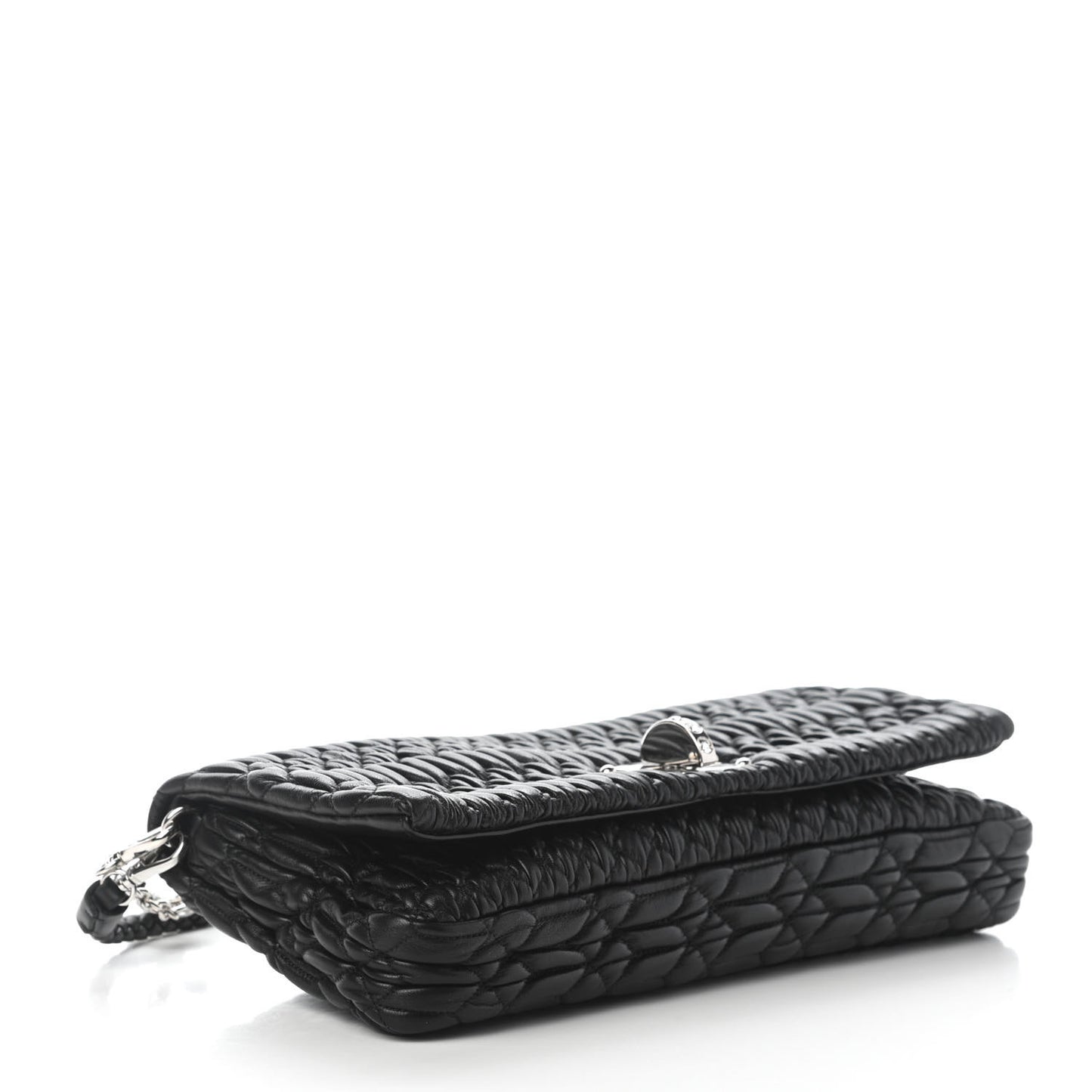 Nappa Matelasse Crystal Flap Clutch Black