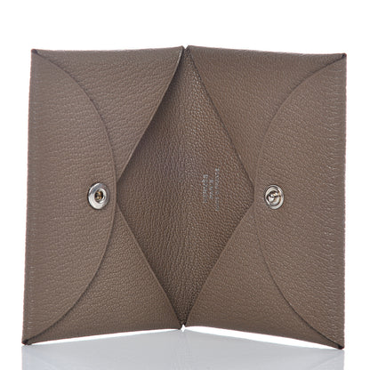 Hermes Chevre Mysore Calvi Card Case Etoupe 5 of 7