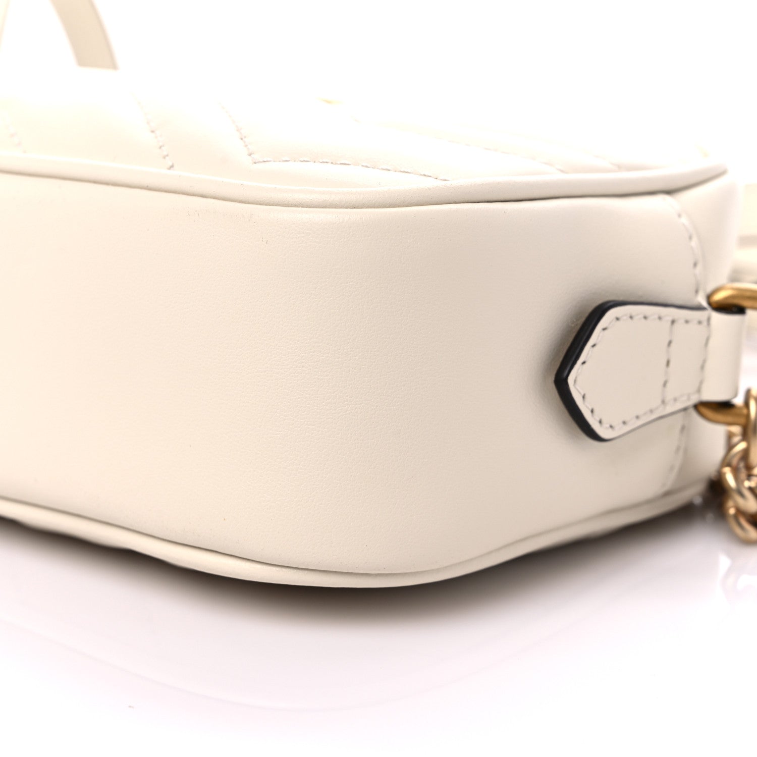 Gucci Calfskin Matelasse Mini GG Marmont Chain Shoulder Bag White 11 of 11