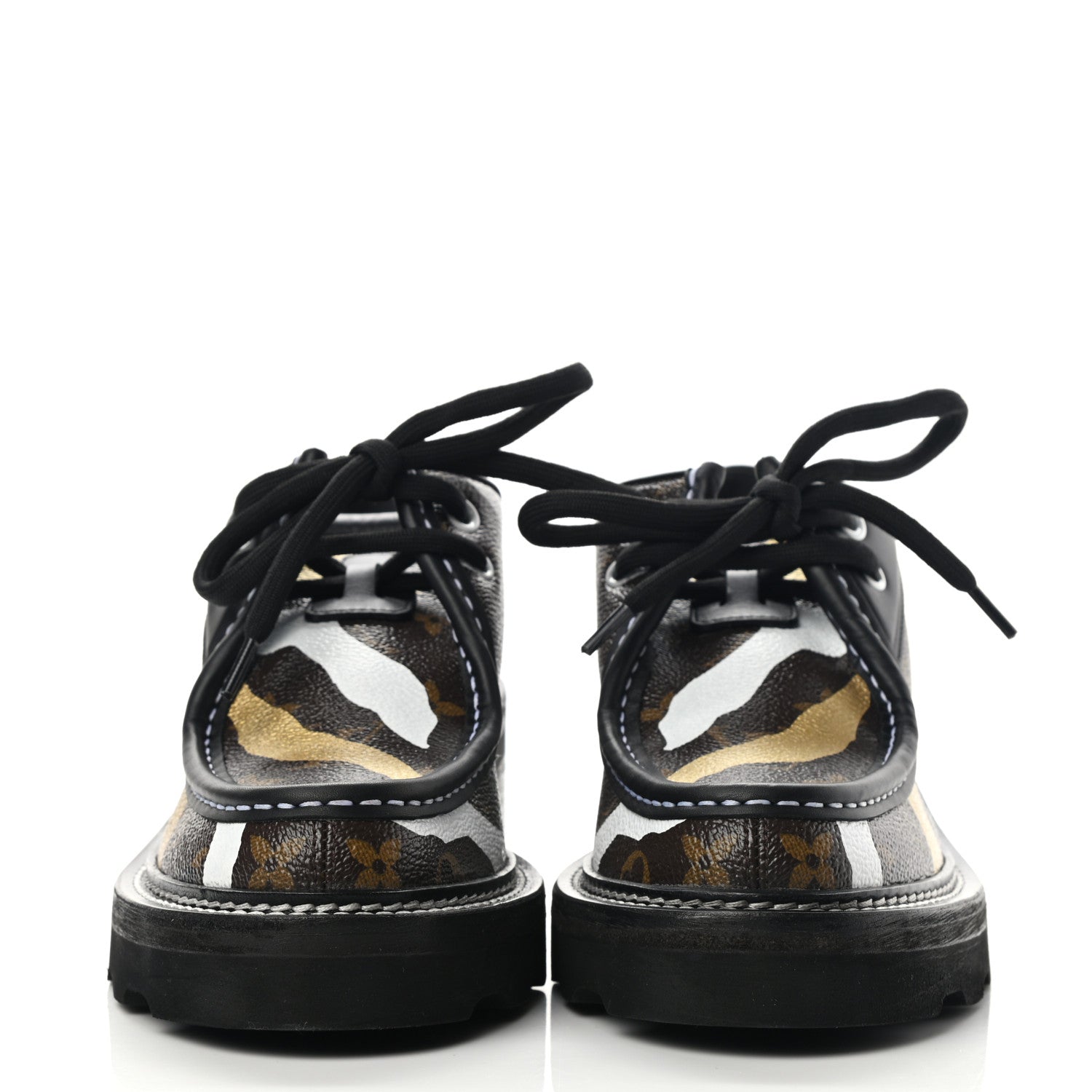 Louis Vuitton X LOL Monogram Calfskin Beaubourg Platform Derby Shoes 37.5 Gold Silver 2 of 8