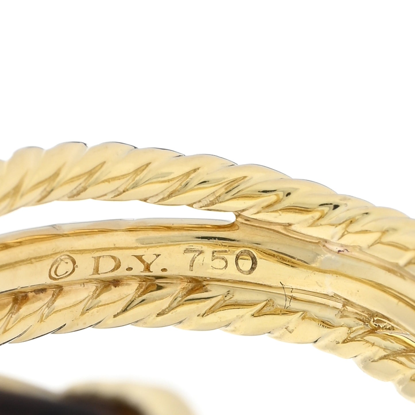 18K Yellow Gold Diamond Smoky Quartz 16mm Cable Wrap Ring 53 6.5