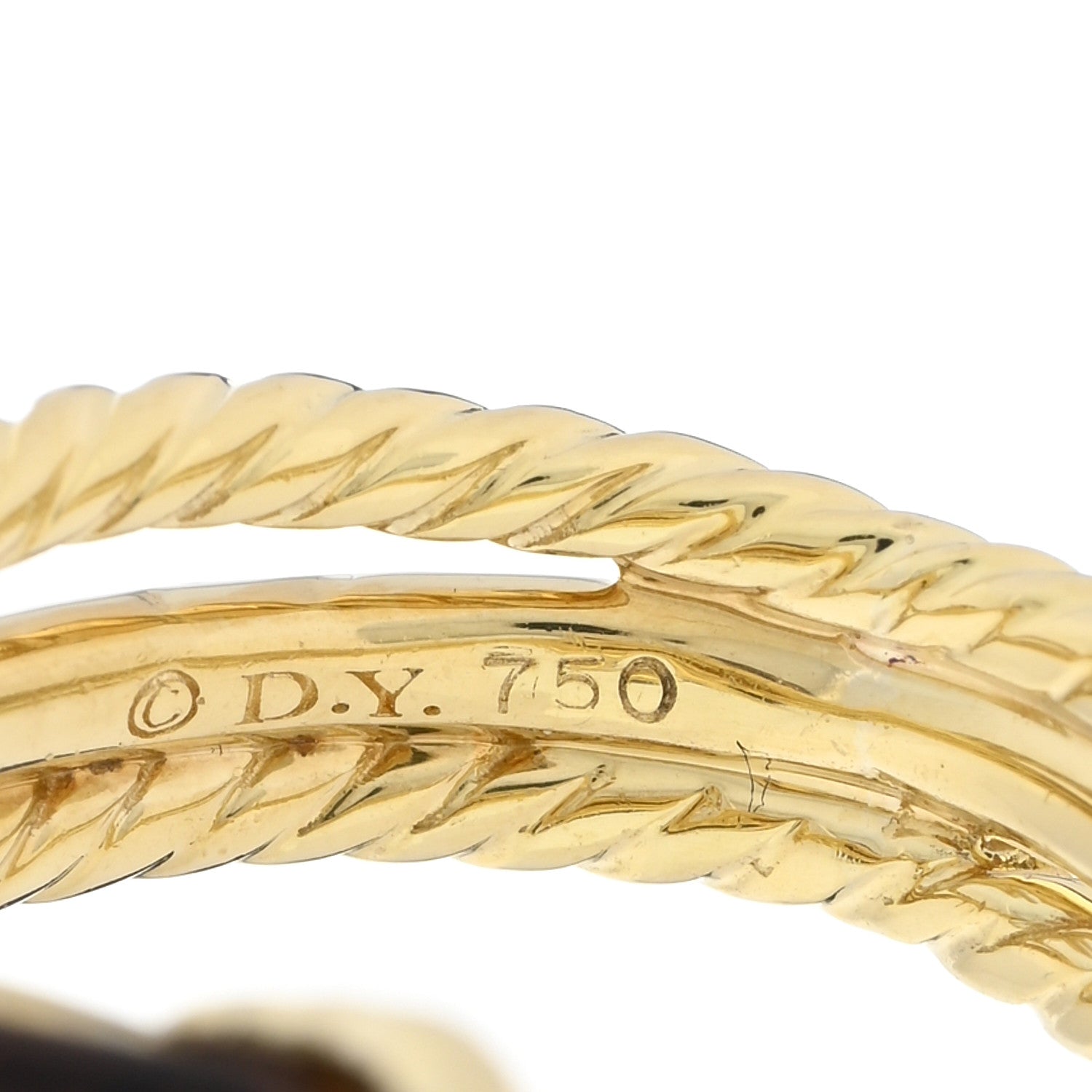 David Yurman 18K Yellow Gold Diamond Smoky Quartz 16mm Cable Wrap Ring 53 6.5 4 of 4